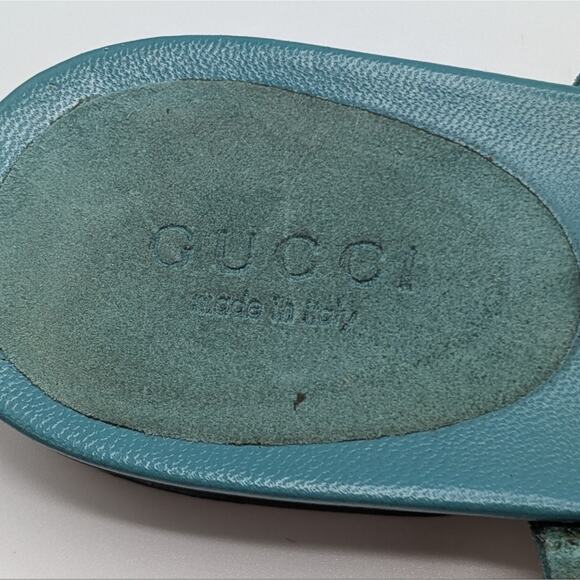 Gucci Turquoise Suede Bamboo Sandals Size 6.5 - Picture 4 of 4